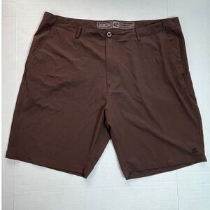 DIXXON 42 Mens Brown Shorts Live Fast Forever Embellished Logo Size 36